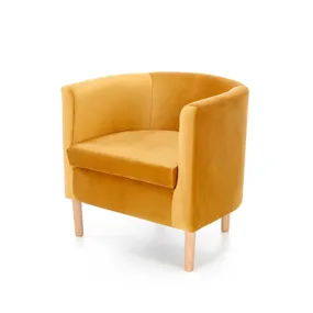Кресло мягкое HALMAR CLUBBY 2 горчичный/натуральный фото