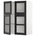 IKEA METOD МЕТОД, навесной шкаф / полки / 4 стеклян двери, белый / Лерхиттан с черными пятнами, 80x100 см 794.618.47 фото thumb №1
