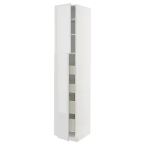 IKEA METOD МЕТОД / MAXIMERA МАКСІМЕРА, висока шафа, 2 дверцят / 4 шухляди, білий / Ringhult світло-сірий, 40x60x220 см 094.558.59 фото