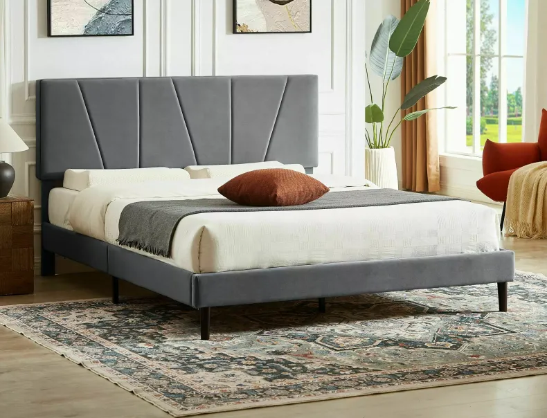 Ліжко односпальне SIGNAL Savana Velvet 120x200 см, сірий фото №2