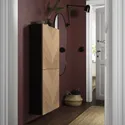 IKEA BESTÅ БЕСТО, шафа навісна із 2 дверцятами, чорно-коричневий / ХЕДЕВІКЕН дубовий шпон, 60x22x128 см 294.219.67 фото thumb №3