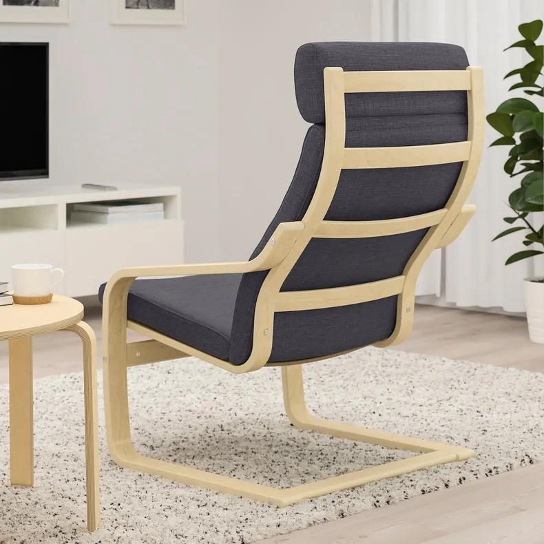 IKEA POÄNG ПОЕНГ, крісло, березовий шпон / СКІФТЕБУ темно-сірий 593.884.57 фото №3