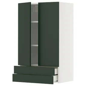 IKEA METOD МЕТОД / MAXIMERA МАКСІМЕРА, навісна шафа, 2 дверцят/2 шухляди, білий / Хавсторп темно-зелений, 60x100 см 395.576.20 фото