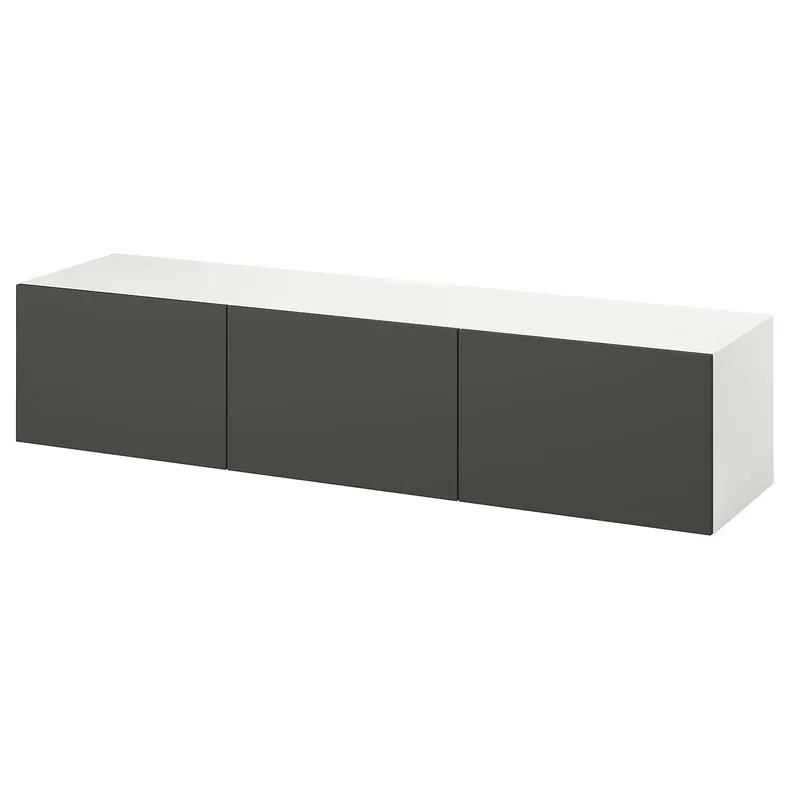 IKEA BESTÅ БЕСТО, тумба под ТВ, с дверцами, белый/Лапвикен темно-серый, 180x42x38 см 395.750.25 фото №1