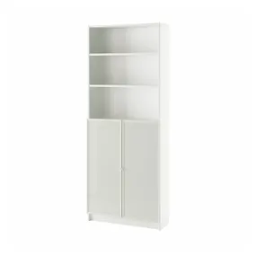 IKEA BILLY БІЛЛІ / HÖGBO ХЕГБУ, книжкова шафа зі склян дверц, білий, 80x30x202 см 994.843.86 фото