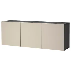 IKEA BESTÅ БЕСТО, комбинация настенных шкафов, черный коричневый / светло-серый бежевый, 180x42x64 см 294.217.74 фото