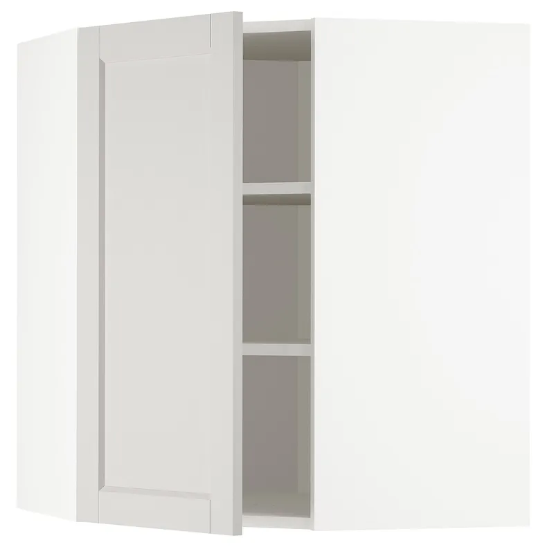 IKEA METOD МЕТОД, угловой навесной шкаф с полками, белый / светло-серый, 68x80 см 692.741.77 фото №1