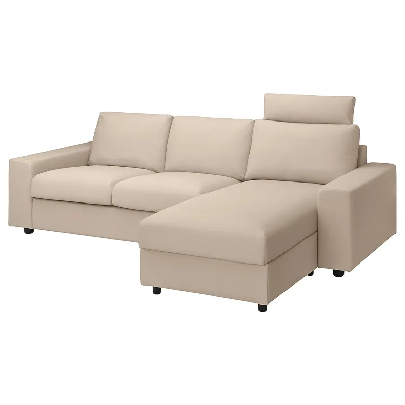 IKEA VIMLE ВІМЛЕ, чохол для 3-місного дивана з кушет, з широкими підлокітниками з узголів'ям / ХАЛЛАРП бежевий 394.250.45 фото №2