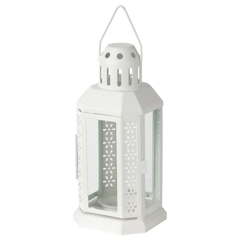 IKEA ENRUM ЕНРУМ, ліхтар для свічки-таблетки/прим/вул, білий, 22 см 905.263.57 фото №1