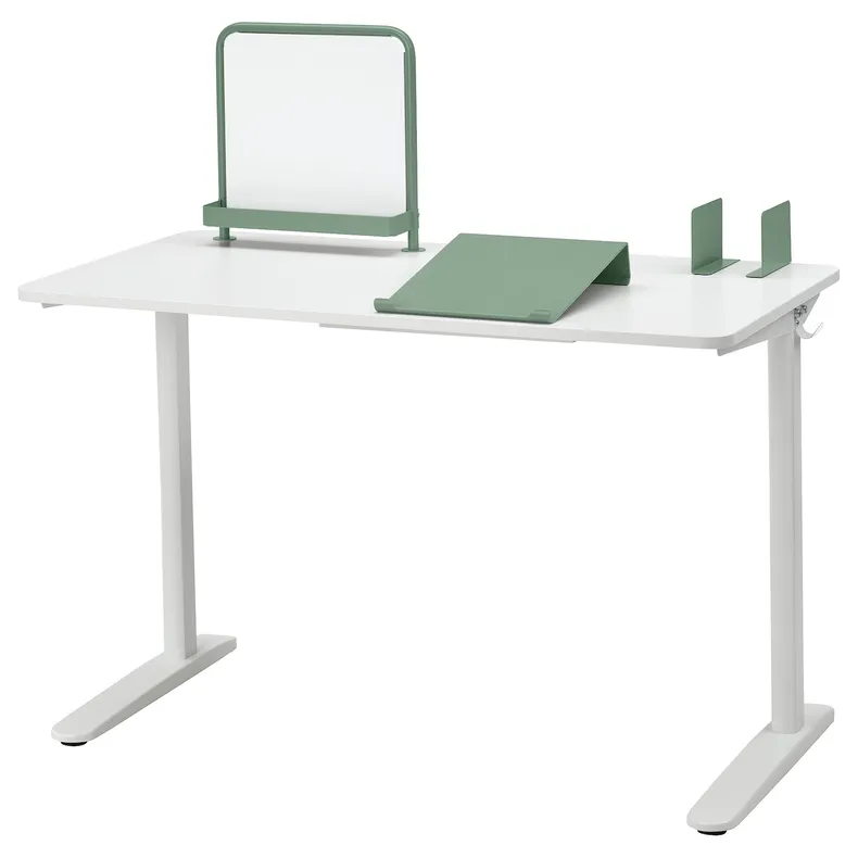 IKEA RELATERA РЕЛАТЕРА, письмовий стіл, комбінація, білий/світлий сіро-зелений, 117x60 см 995.557.79 фото №1