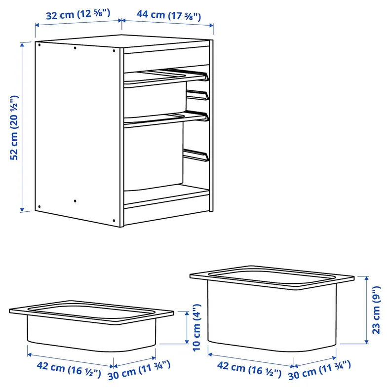 IKEA TROFAST, стеллаж для мусорных контейнеров, Светлая сосна, окрашенная в белый/белый цвет, 32x44x52 см 995.732.74 фото №5