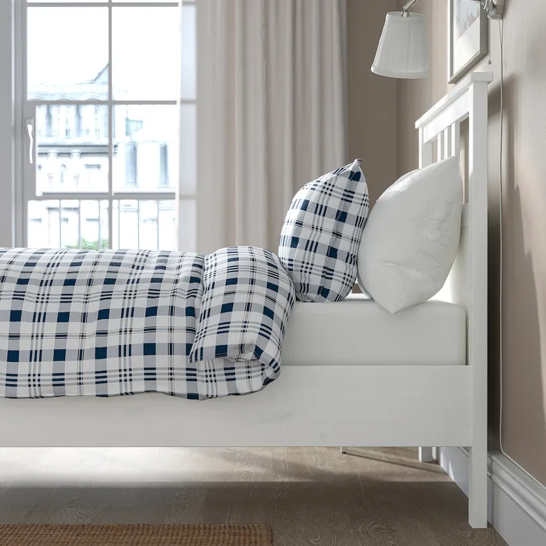 IKEA HEMNES ХЕМНЕС, каркас ліжка з матрацом, біла морилка / ОКРЕХАМН жорсткий, 90x200 см 595.368.15 фото №5