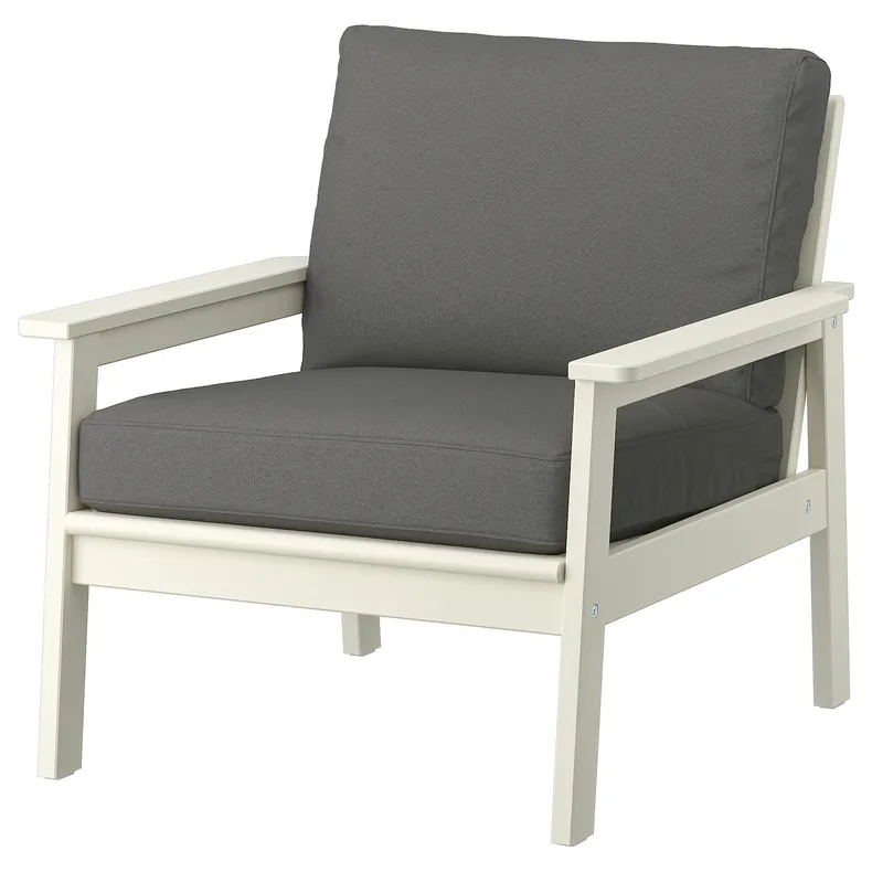 IKEA BONDHOLMEN БОНДХОЛЬМЕН, садовое кресло, белый / бежевый / Фрёзён / Дувхольмен темно-серый 895.453.71 фото №1
