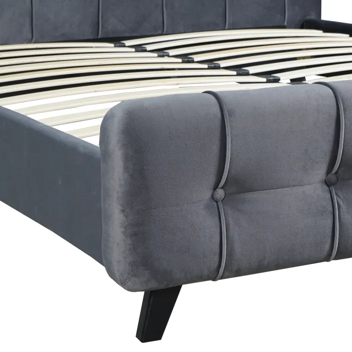 Кровать двуспальная бархатная MEBEL ELITE LINO Velvet, 160x200 см, Серый фото №10