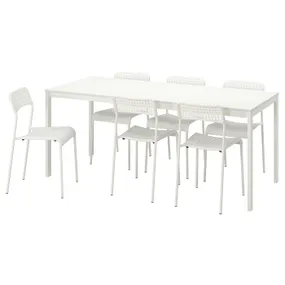 IKEA VANGSTA ВАНГСТА / ADDE АДДЕ, стол и 6 стульев, белый / белый, 120 / 180 см 894.830.47 фото