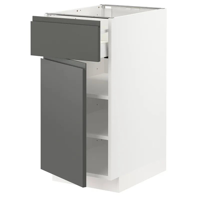 IKEA METOD МЕТОД / MAXIMERA МАКСИМЕРА, напольный шкаф с ящиком / дверцей, белый / Воксторп темно-серый, 40x60 см 194.700.48 фото №1