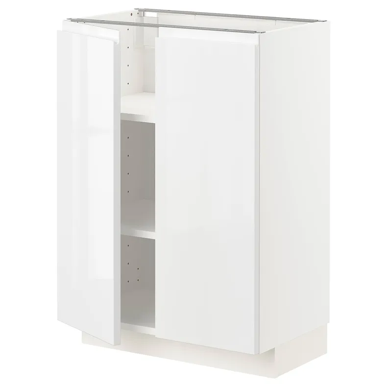 IKEA METOD МЕТОД, напольный шкаф с полками / 2дверцами, белый / Воксторп глянцевый / белый, 60x37 см 194.661.26 фото №1
