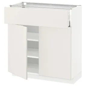 IKEA METOD МЕТОД / MAXIMERA МАКСІМЕРА, підлогова шафа, шухляда / 2 дверцят, білий / ВЕДДІНГЕ білий, 80x37 см 194.677.91 фото