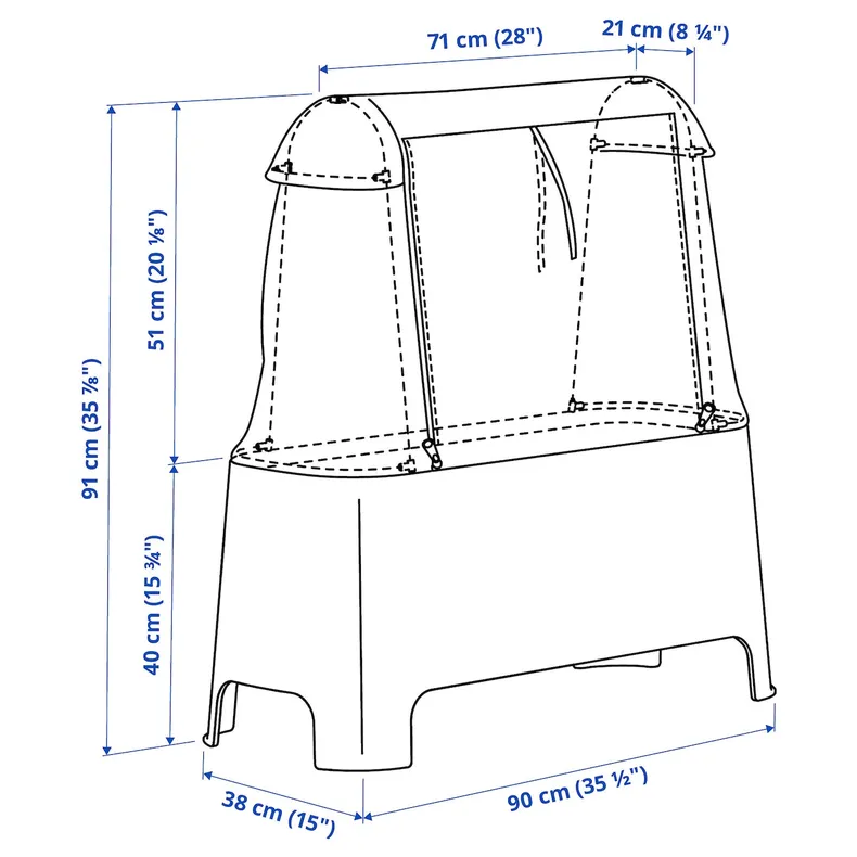 IKEA ASPAREN, цветочный горшок с крышкой, внешний серый/прозрачный белый, 89x38x91 см 795.775.60 фото №2