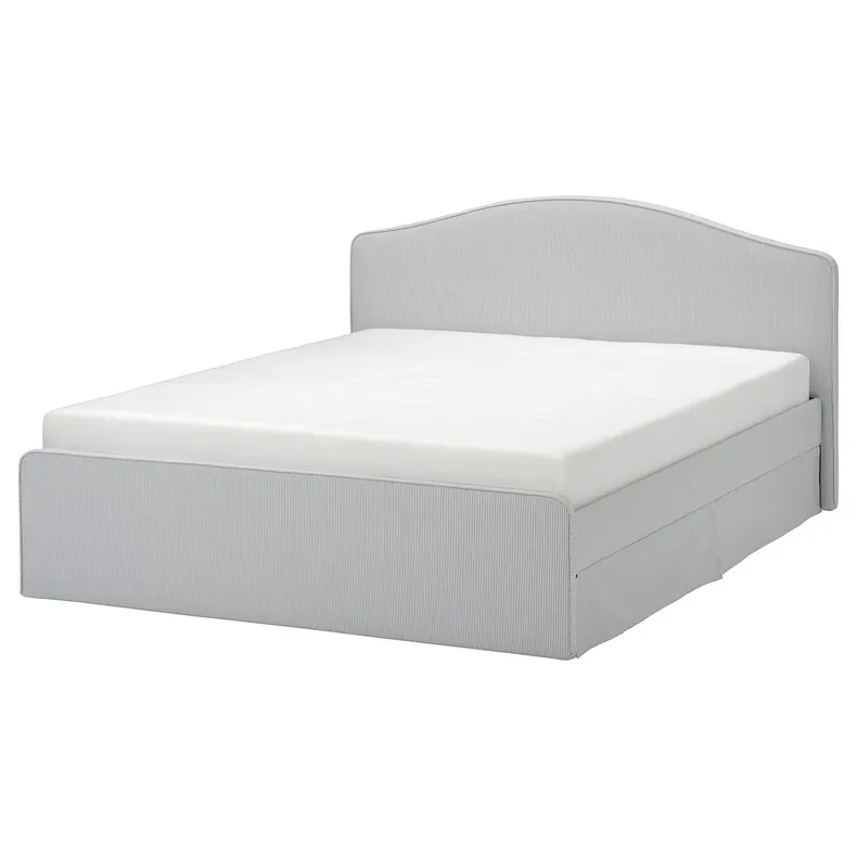 IKEA RAMNEFJÄLL РАМНЕФЙЕЛЛЬ, каркас ліжка з оббивкою, КЛОВСТА сірий / білий, 140x200 см 295.602.27 фото №1