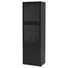 IKEA BESTÅ БЕСТО, комбинация д / хранения+стекл дверц, черно-коричневый / Лапвикен черно-коричневый прозрачное стекло, 60x42x193 см 293.008.47 фото