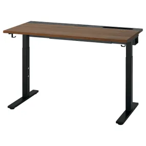 IKEA MITTZON МІТТЗОН, письмовий стіл, горіховий / чорний, 120x60 см 995.260.13 фото