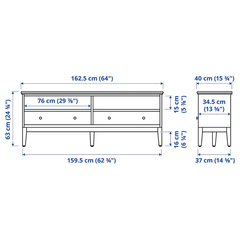 IKEA IDANÄS ІДАНЕС, тумба під телевізор, білий, 162x40x63 см 904.878.60 фото №6