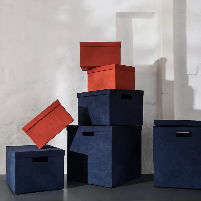 IKEA GJÄTTA ГЭТТА, коробка с крышкой, темно-синий бархат, 32x35x32 см 705.704.31 фото №10