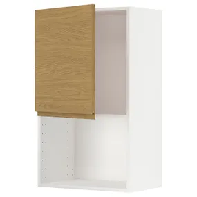 IKEA METOD МЕТОД, шафа навісна для мікрохвильової печ, білий / Voxtorp імітація. дуб, 60x100 см 395.381.13 фото