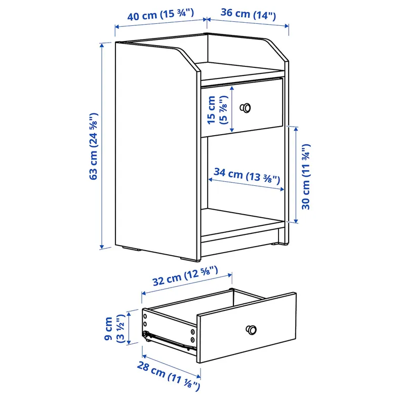 IKEA HAUGA ХАУГА, меблі д / спальні, компл із 3 предм, білий 594.833.84 фото №8