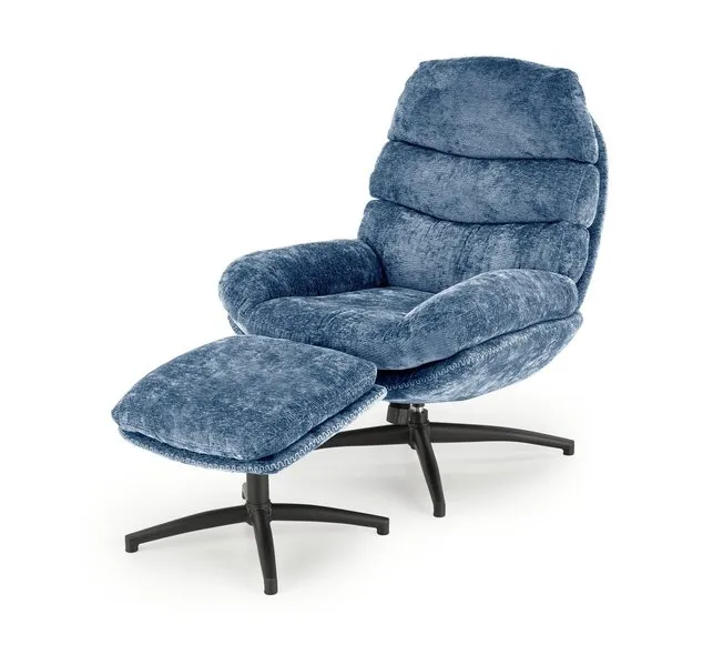 Кресло HALMAR DARIO с подставкой для ног, синий фото №1