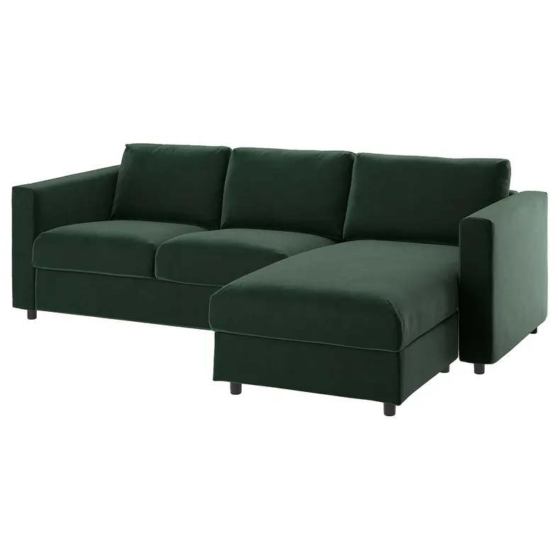 IKEA VIMLE ВИМЛЕ, чехол на 3-местный диван, с шезлонгом/Djuparp темно-зеленый 994.335.80 фото №2