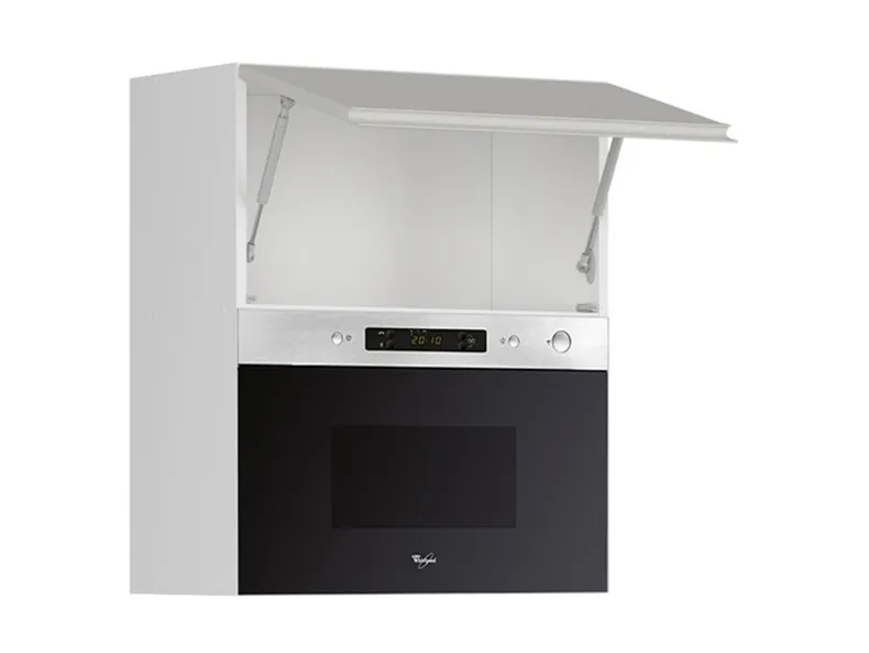 BRW Кухонный верхний шкаф Sole 60 см с микроволновой печью светло-серый глянец, альпийский белый/светло-серый глянец FH_GMO_60/72_O_MBNA900-BAL/XRAL7047/IX фото №3