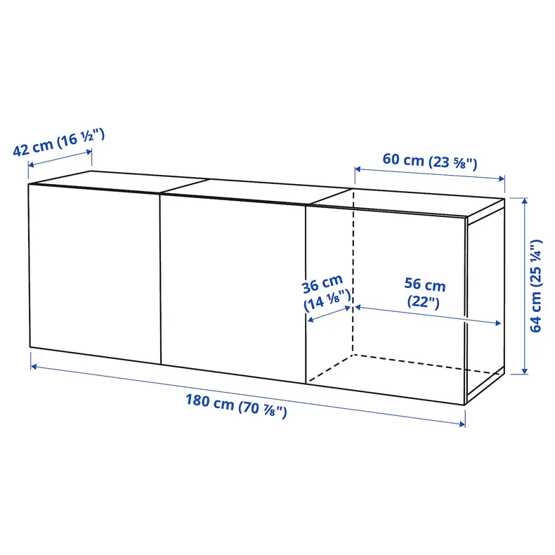 IKEA BESTÅ БЕСТО, настінна комбінація шаф, білий/хаммарсмед бежевий, 180x42x64 см 895.693.43 фото №2