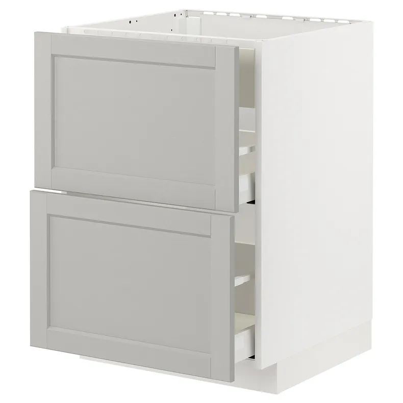 IKEA METOD МЕТОД / MAXIMERA МАКСИМЕРА, шкаф д / варочн панели / вытяжка / ящик, белый / светло-серый, 60x60 см 494.777.79 фото №1