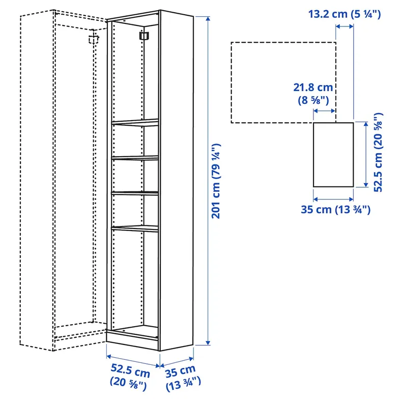 IKEA PAX ПАКС, додаткова кутова секція, 4 полиці, темно-сірий, 53x35x201 см 705.151.14 фото №3