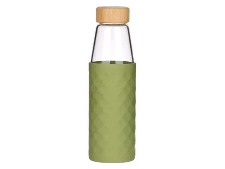 BRW Стеклянная бутылка в силиконовой упаковке 500 мл зеленая 090535 фото №1