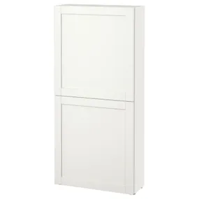 IKEA BESTÅ БЕСТО, шафа навісна із 2 дверцятами, білий / ХАНВІКЕН білий, 60x22x128 см 094.219.87 фото
