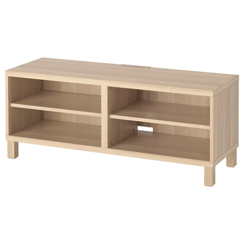 IKEA BESTÅ БЕСТО, тумба под ТВ, имитация беленого дуба, 120x40x48 см 090.612.30 фото №1