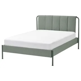 IKEA TÄLLÅSEN ТЕЛЛОСЕН, каркас ліжка з оббивкою, КУЛЬСТА сіро-зелений, 140x200 см 605.389.22 фото