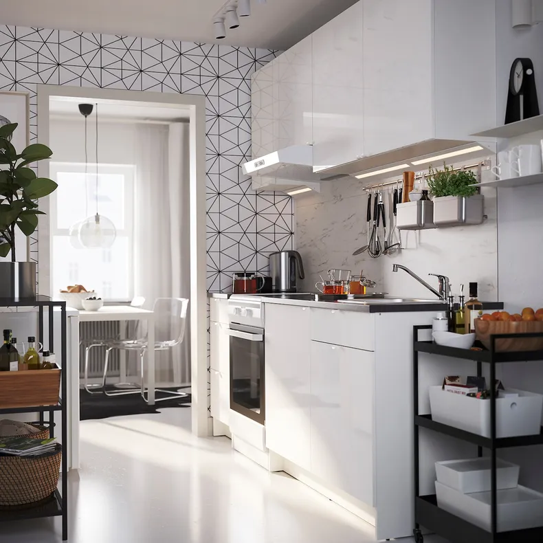 IKEA KNOXHULT КНОКСХУЛЬТ, кухня, глянцевий білий, 220x61x220 см 091.804.69 фото №2