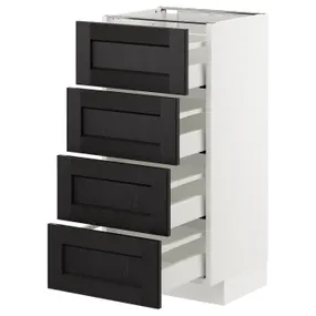 IKEA METOD МЕТОД / MAXIMERA МАКСИМЕРА, напольн шкаф 4 фронт панели / 4 ящика, белый / Лерхиттан с черными пятнами, 40x37 см 992.567.99 фото