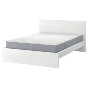 IKEA MALM МАЛЬМ, каркас ліжка з матрацом, білий / ВАЛЕВОГ жорсткий, 160x200 см 995.368.42 фото