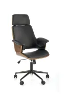 Крісло комп'ютерне офісне обертове HALMAR WEBER горіх / чорний, екошкіра фото thumb №1