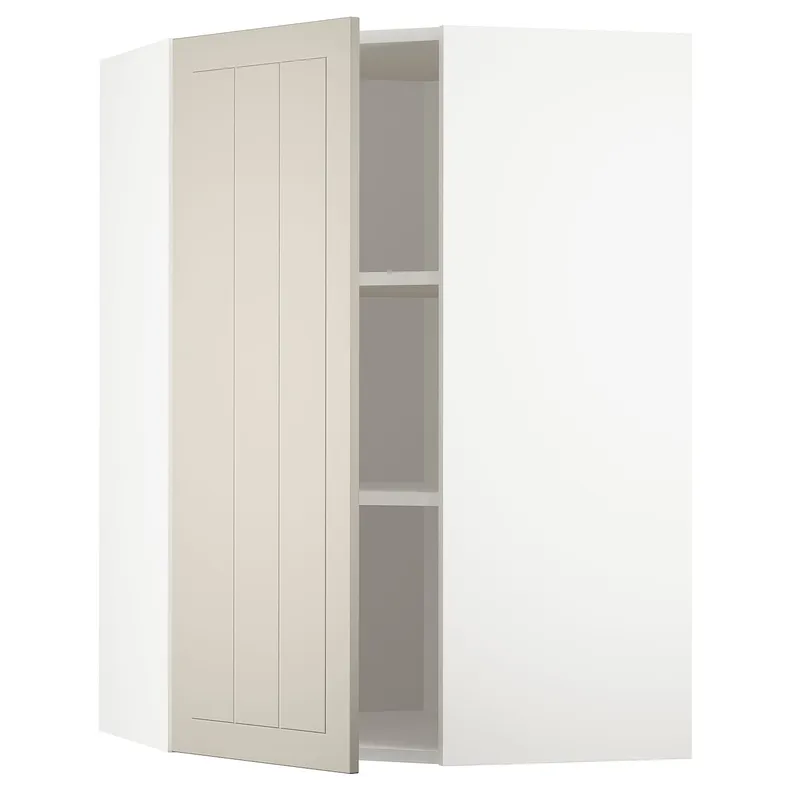 IKEA METOD МЕТОД, угловой навесной шкаф с полками, белый / Стенсунд бежевый, 68x100 см 094.079.72 фото №1