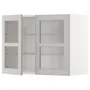 IKEA METOD МЕТОД, настінна шафа, полиці / 2 склх дверц, білий / світло-сірий Lerhyttan, 80x60 см 694.596.80 фото