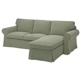 IKEA EKTORP ЕКТОРП, 3-місний диван із кушеткою, ХАКЕБУ сіро-зелений 295.090.31 фото
