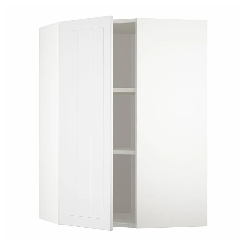 IKEA METOD МЕТОД, кутова навісна шафа з полицями, білий / стенсундський білий, 68x100 см 294.092.01 фото №1