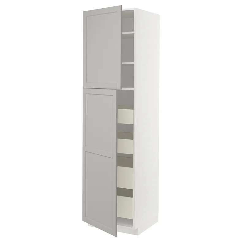 IKEA METOD МЕТОД / MAXIMERA МАКСИМЕРА, высокий шкаф / 2дверцы / 4ящика, белый / светло-серый, 60x60x220 см 494.584.79 фото №1