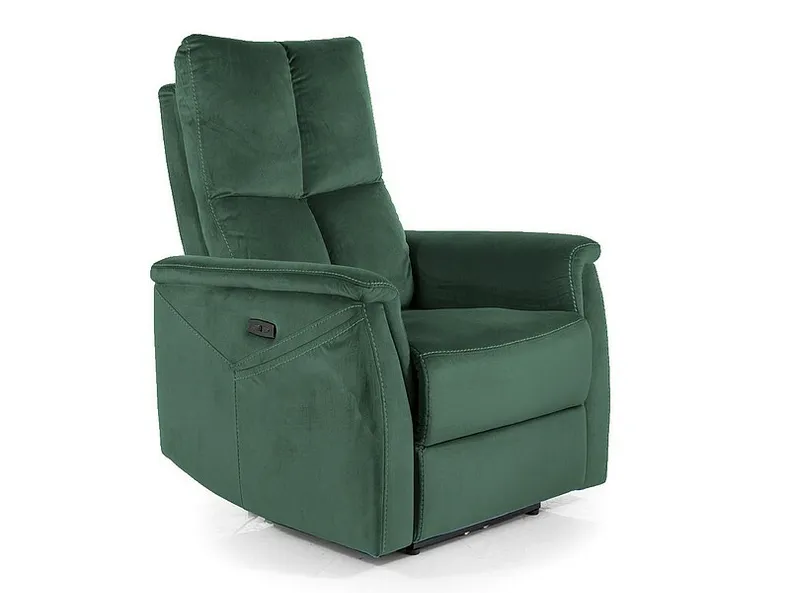 Розкладне крісло реклайнер SIGNAL Neptun M Velvet з функцією масажу, зелений фото №1